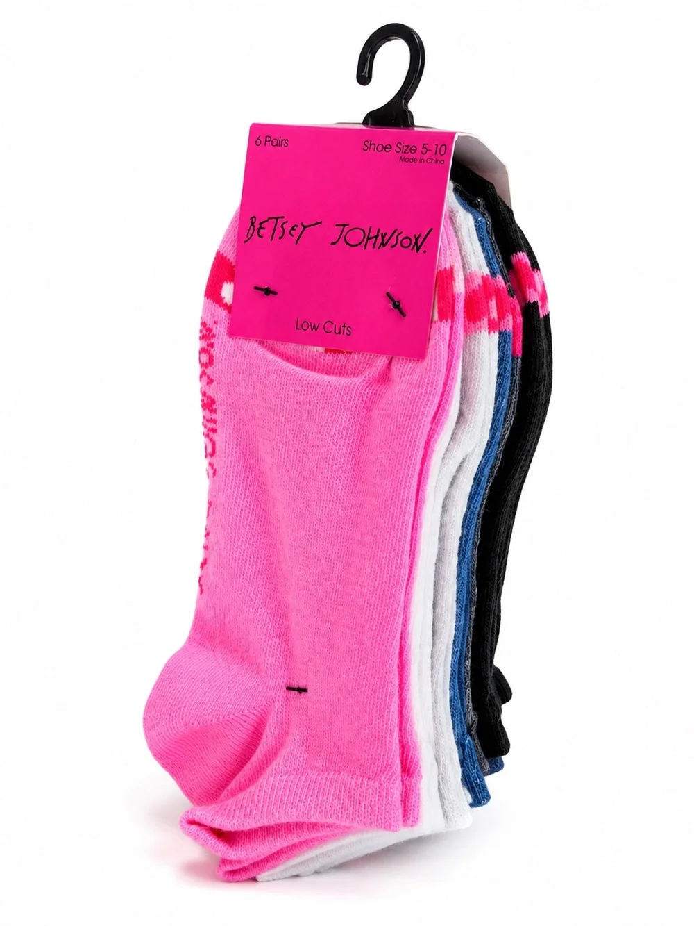 Betsey Johnson Women’s 6 Pair Low Cut Socks Shoe Size 5-10 Pink Gift Set NWT